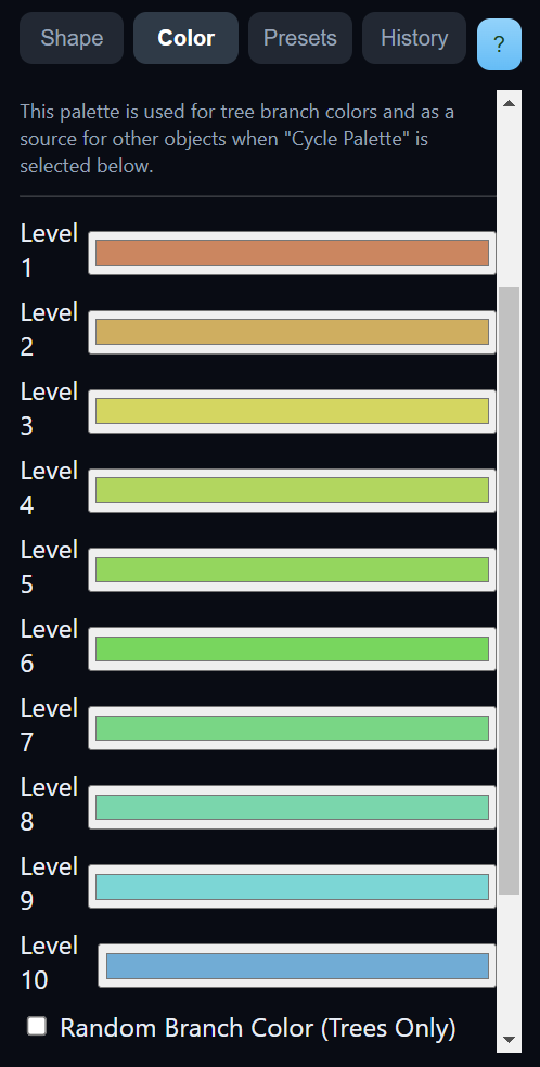 default color palette