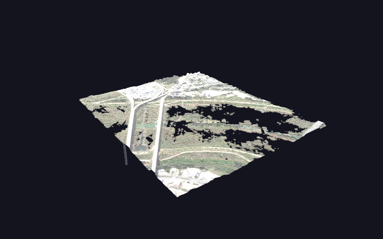 An aerial LIDAR survey loaded in GlyphViz