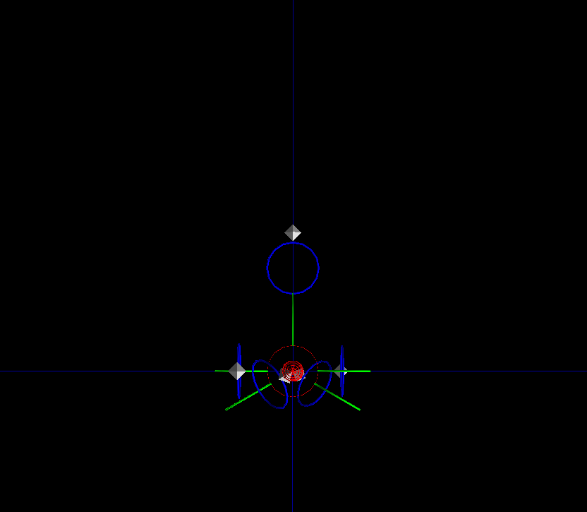 Nested toroids rendered in ANTz, showing a chain of circles at successively smaller scales.
